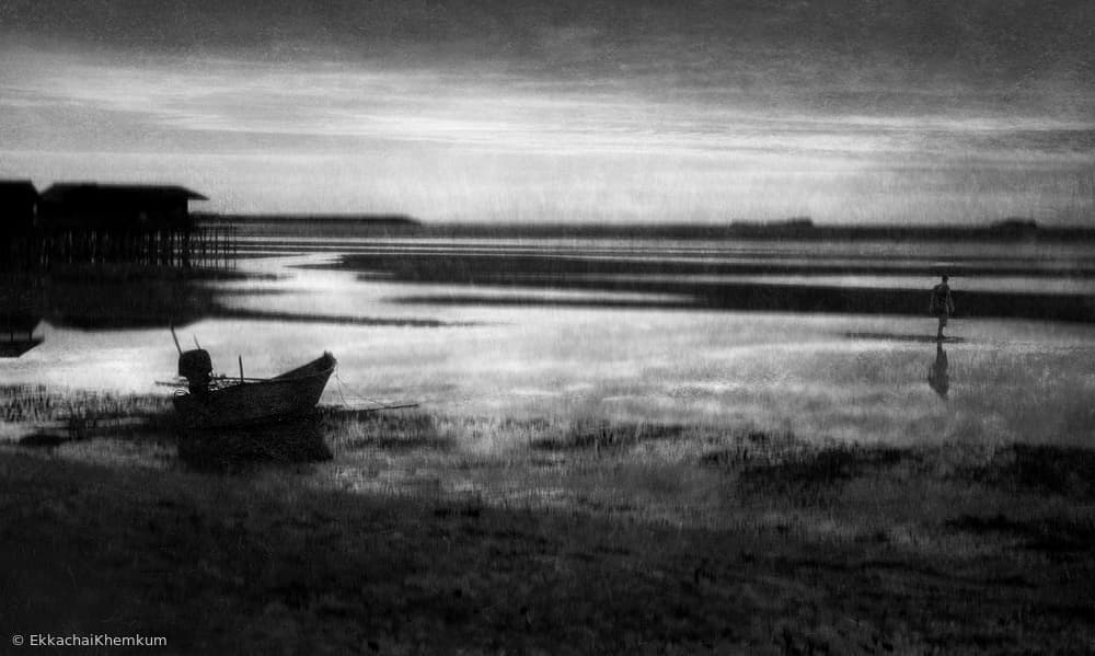 Mudflats Dawn Solitude by Ekkachai Khemkum — canvas wall art