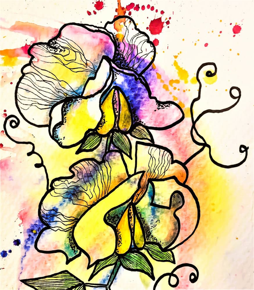 Vibrant Sweetpea Floral by Anda Bieza — canvas wall art
