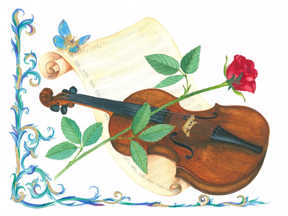 Violin and Rose by Isabelle Brent — canvas wall art