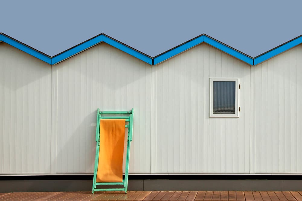 Orange Chair Beach Hut by Massimo Della Latta — canvas wall art