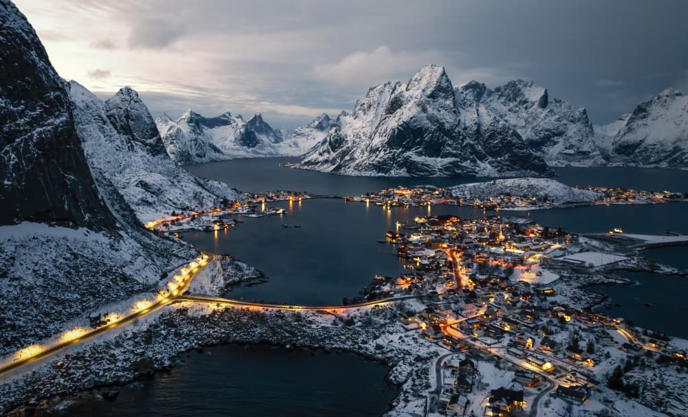 Lofoten Winter Lights by Ruiqing P. — canvas wall art