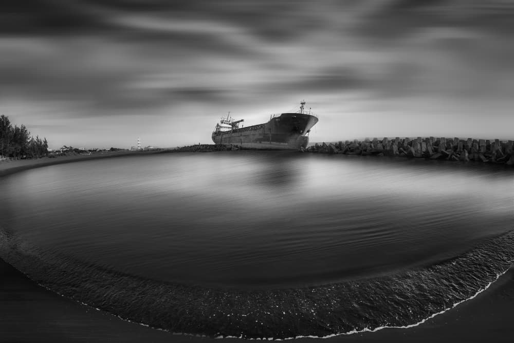 Solitary Shipwreck Shore by MingLun Tsai (蔡明倫) — canvas wall art
