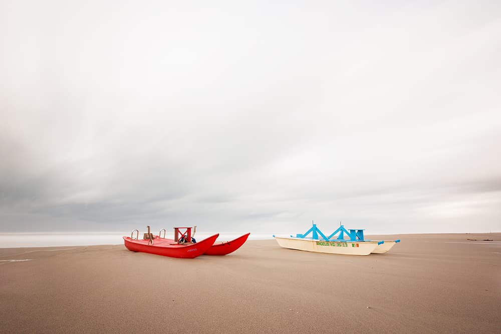 Two Boats Empty Beach by Massimo Della Latta — canvas wall art