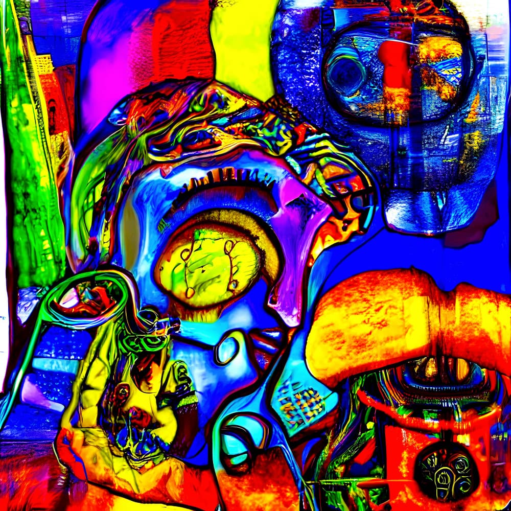 Vibrant Distorted Faces by mnemonixART — canvas wall art