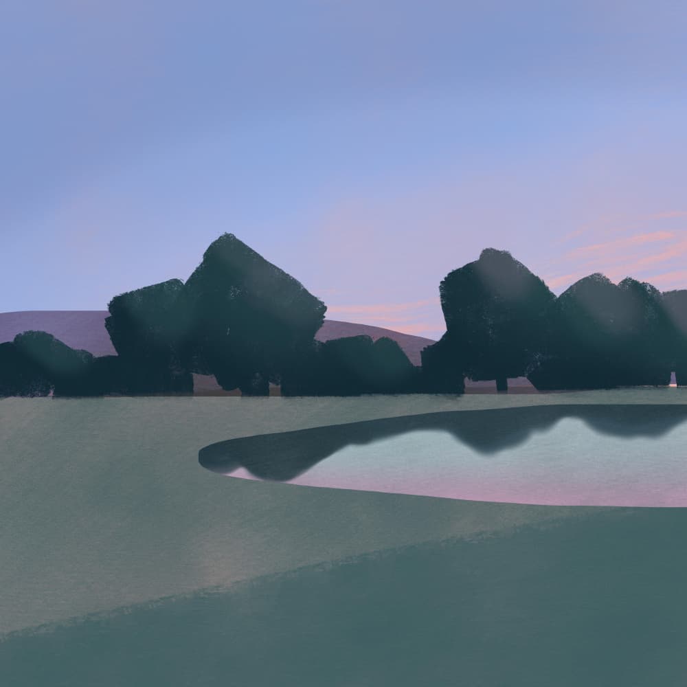 Serene Lake Reflection by Little Dean — canvas wall art