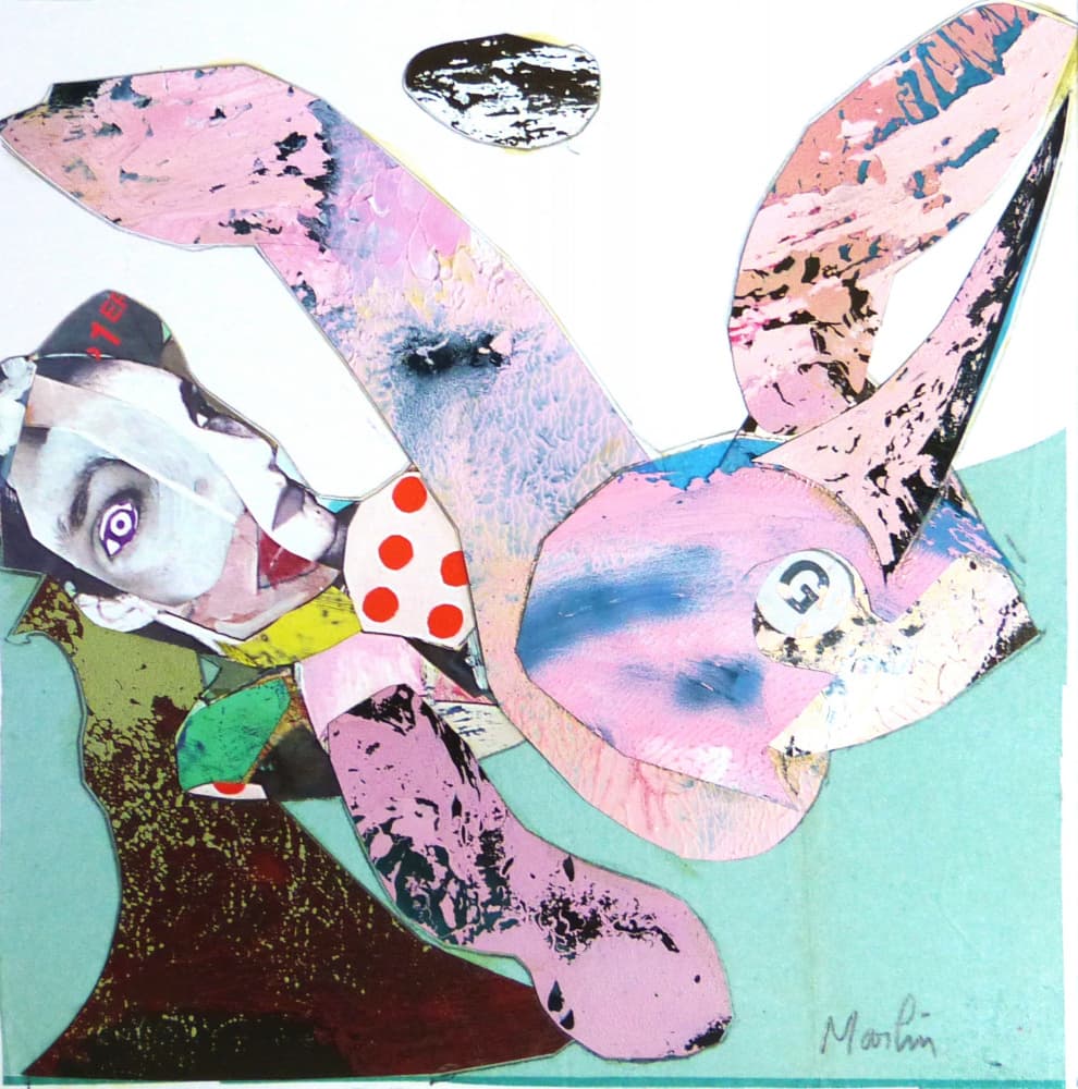 Surreal Pink Rabbit Collage by Pascal Marlin — canvas wall art