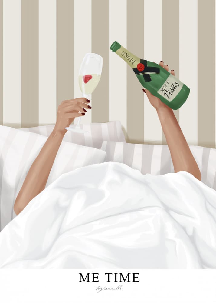 Champagne In Bed by ByKammille — canvas wall art