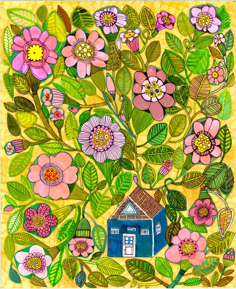 Whimsical Flower House by Sharon Nullmeyer — canvas wall art