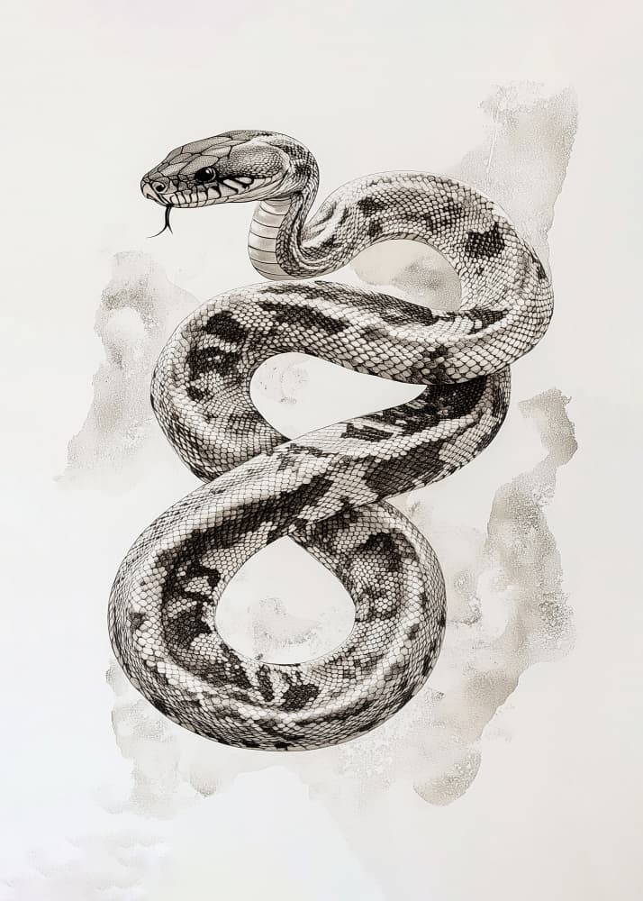 Coiled Serpent Drawing by Pictufy Studio IV — canvas wall art