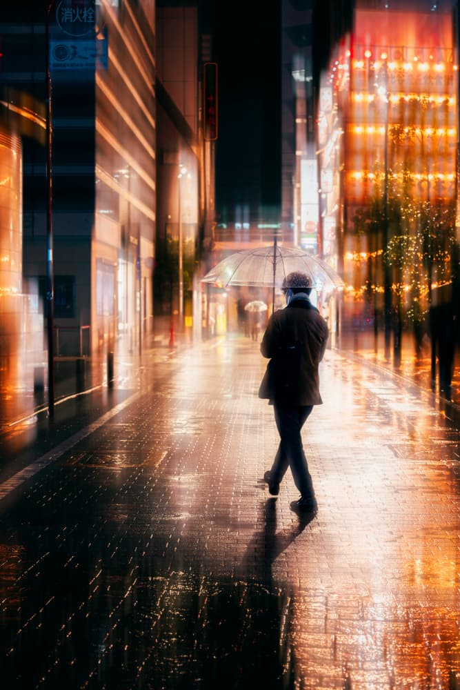Rainy City Walk by Yuzo Fujii — canvas wall art