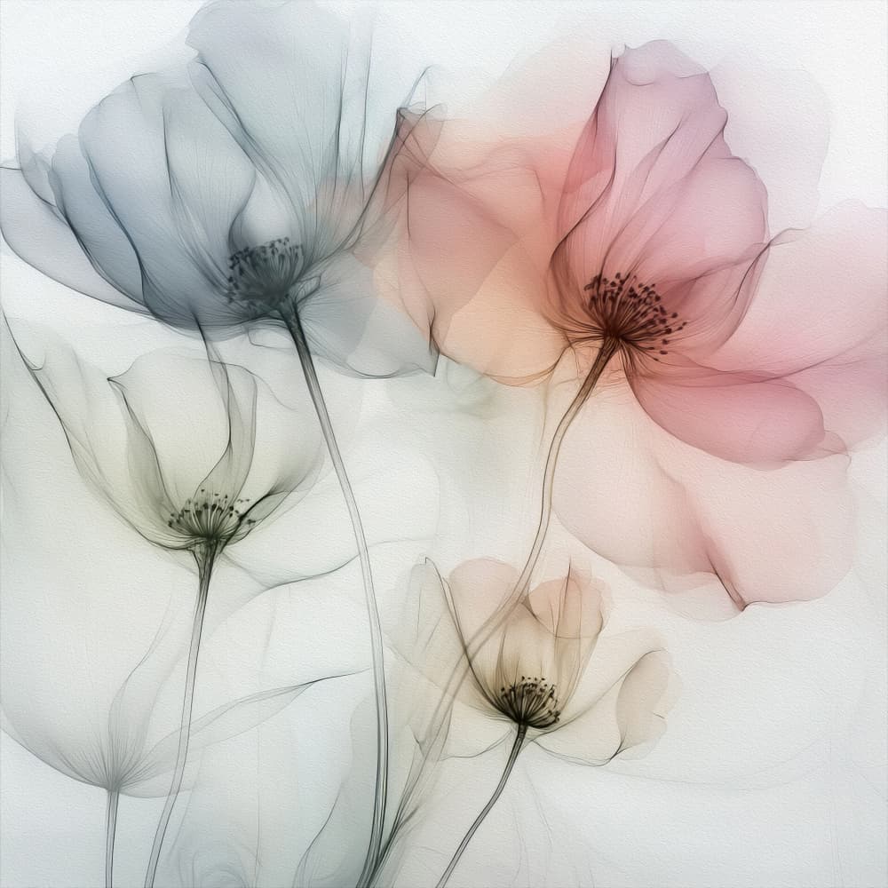 Ethereal Pastel Flowers by Bilge Paksoylu — canvas wall art
