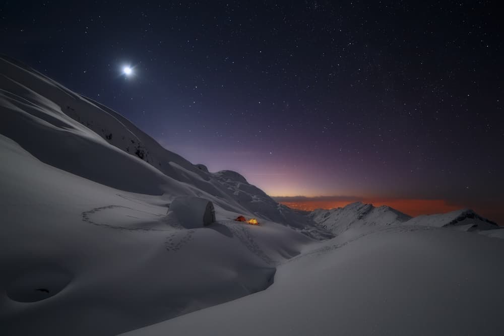 Starry Mountain Camp by Carlos Gonzalez — canvas wall art