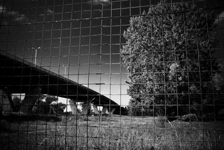 Monochrome Urban Grid by Codrin Lupei — canvas wall art