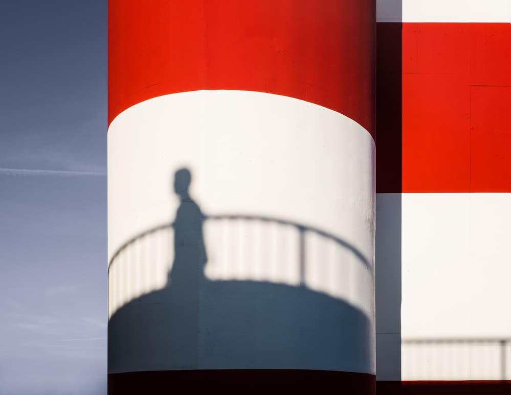Red White Shadow Person by Harry Verschelden — canvas wall art