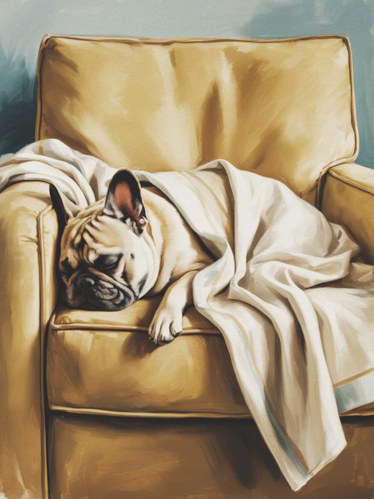 Cozy French Bulldog Nap by Andreas Magnusson — canvas wall art