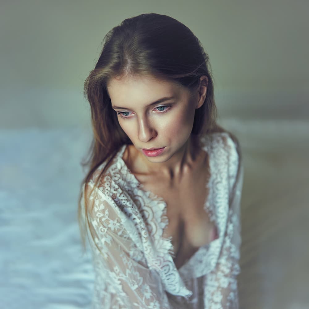 Pensive Lace Portrait by Mike Darzi — canvas wall art
