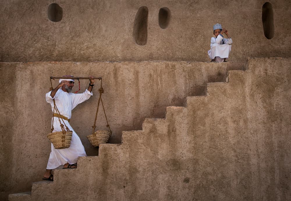 Man Child Ancient Stairs by Haitham AL Farsi — canvas wall art