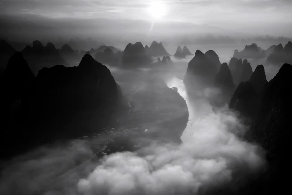 Misty Mountain Sunrise by Fabrizio Massetti — canvas wall art