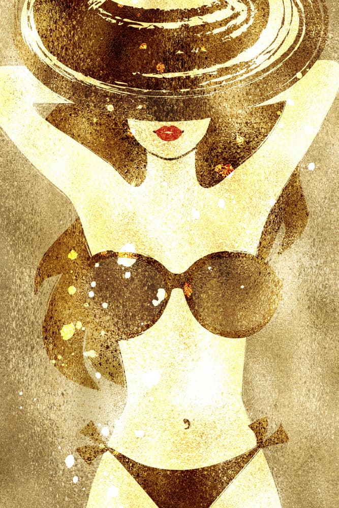 Golden Summer Hat by Martina — canvas wall art
