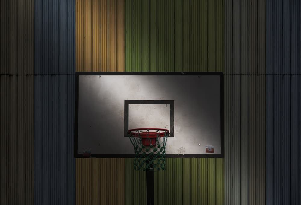 Colorful Basketball Court by Wim Schuurmans — canvas wall art
