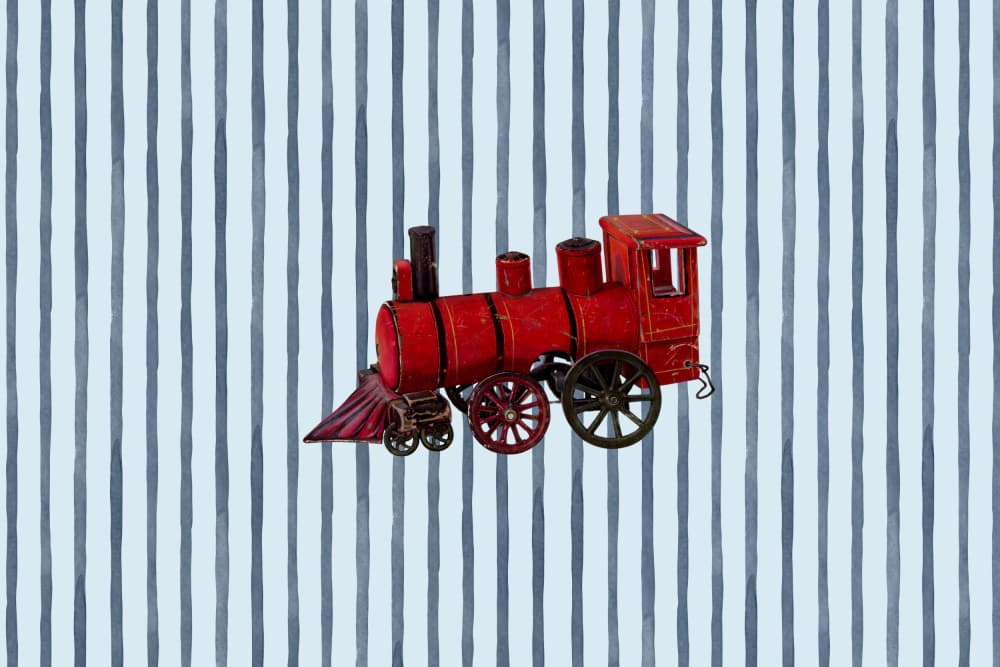 Vintage Red Train by Wild Violets — canvas wall art