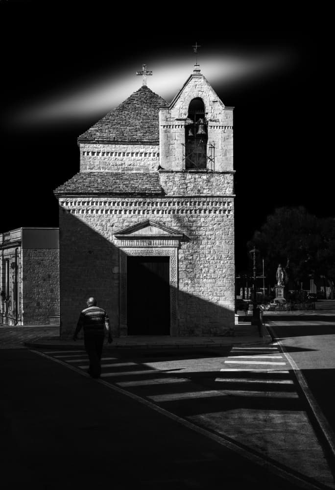 Solitary Church Light by Luigi Greco — canvas wall art