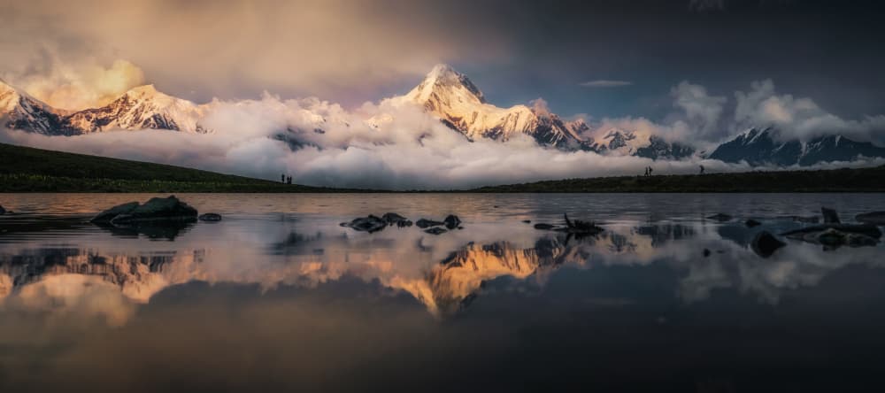 Golden Hour Mountain Lake by Yuan Cui — canvas wall art
