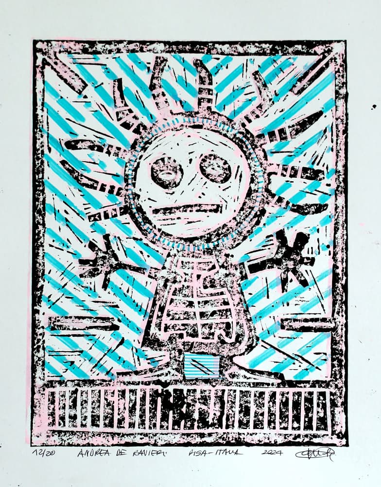 Urban Robot With Stripes by andrea de ranieri — canvas wall art