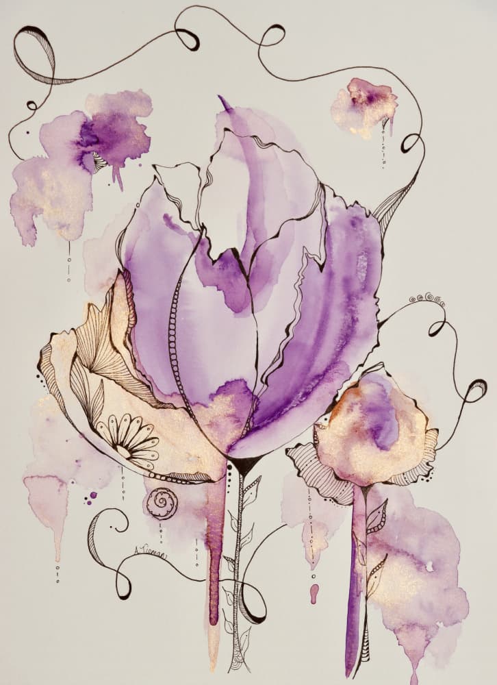 Abstract Floral Gold by Amy Tieman — canvas wall art