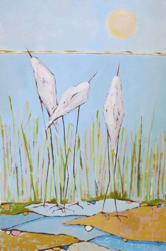 Serene Marsh Birds by phyllis adams — canvas wall art