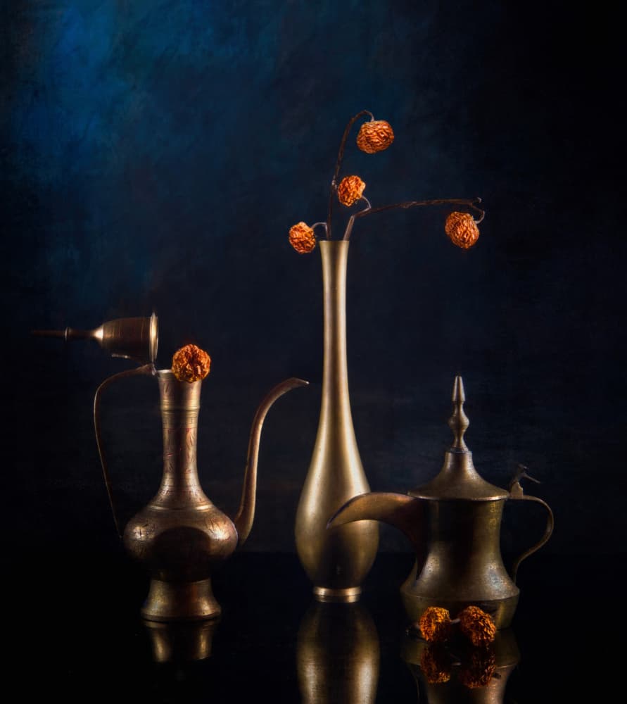 Moody Brass Vessels by Catherine Wang — canvas wall art