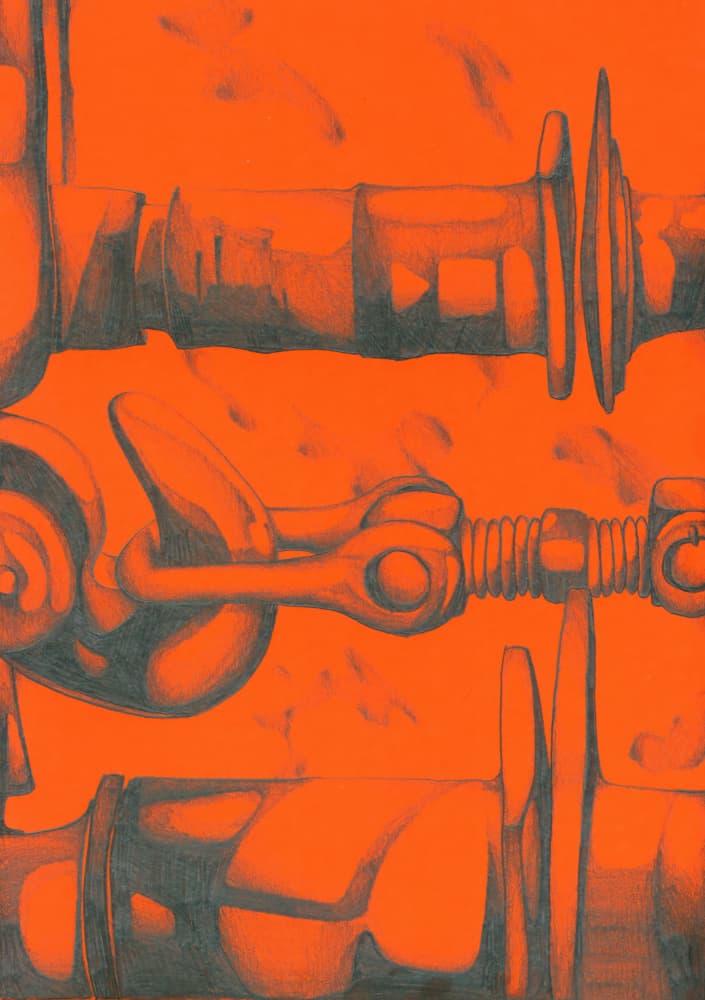 Mechanical Abstract Orange by Kulik — canvas wall art
