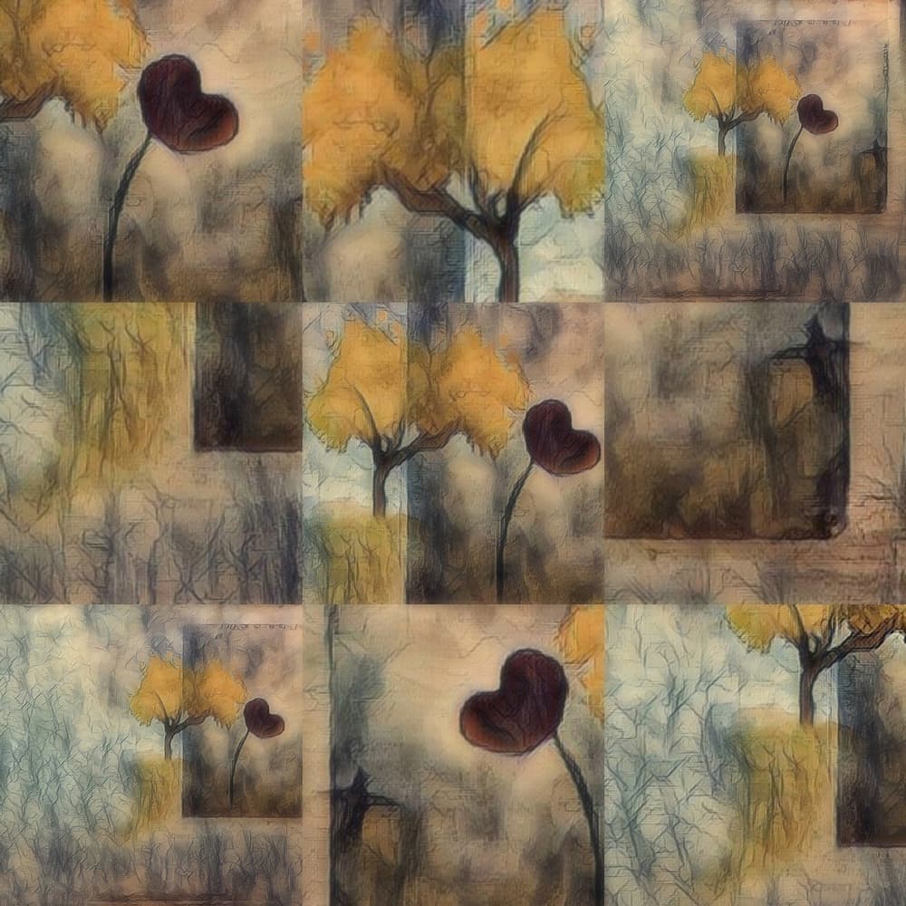 Autumn Heart Trees by Delphine Devos — canvas wall art