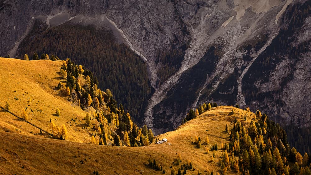 Golden Autumn Mountains by Uschi Hermann — canvas wall art