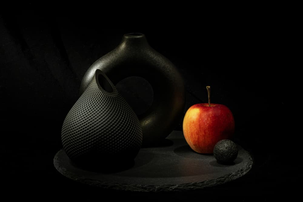 Black Vases Red Apple by Igor Kopcev — canvas wall art