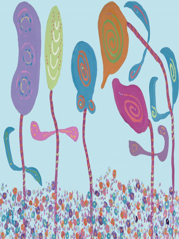 Colorful Abstract Flowers by Helen Joynson — canvas wall art