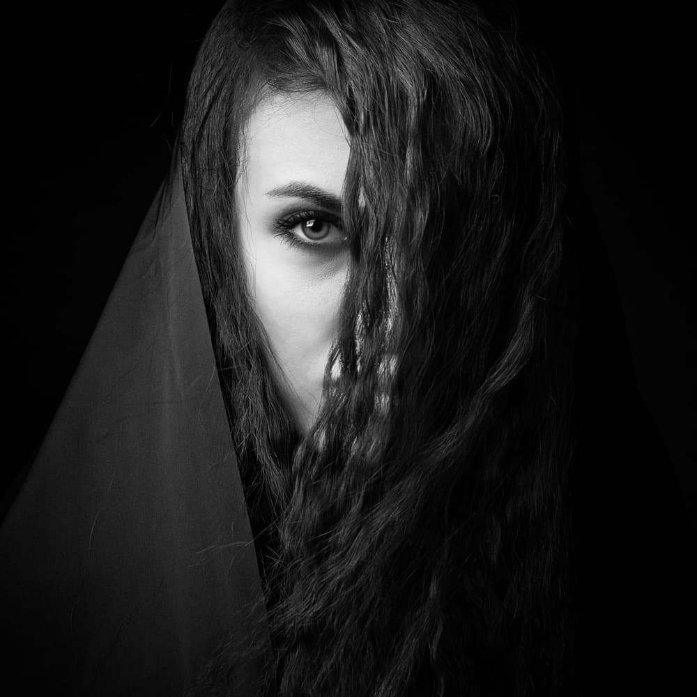 Mysterious Woman Gaze by Mehdi Mokhtari — canvas wall art