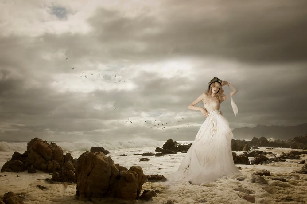 Ethereal Woman Stormy Coast by Christine von Diepenbroek — canvas wall art