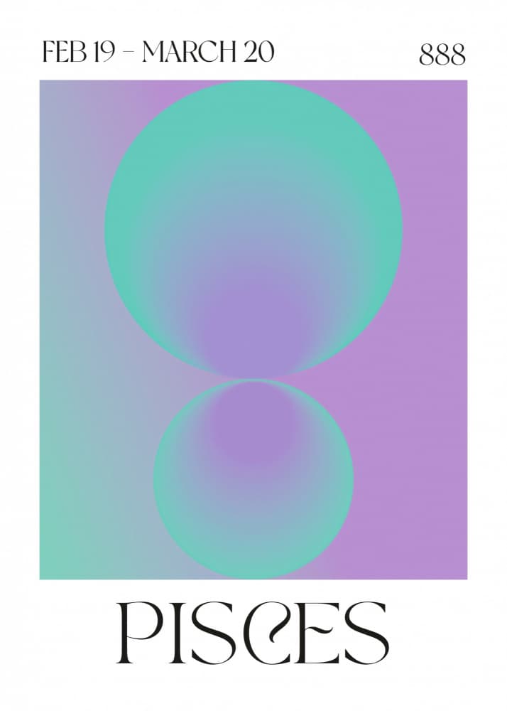 Pisces Zodiac Gradient by Valeria Castillo — canvas wall art