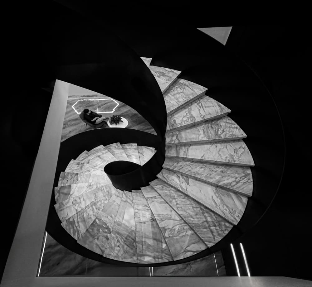 Modern Marble Spiral Staircase by Molly Fu APA — canvas wall art