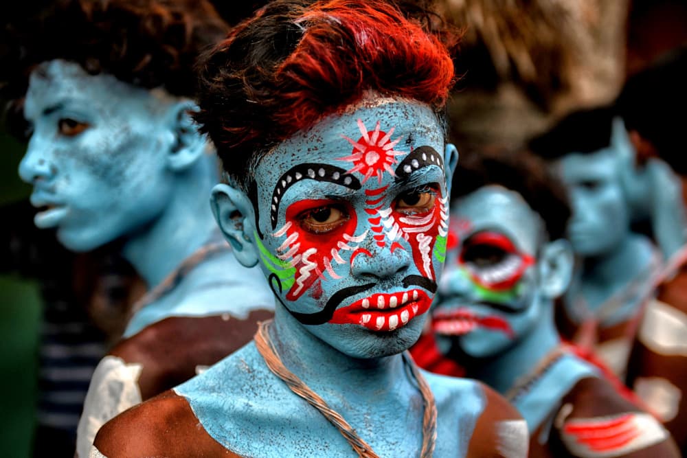 Blue Painted Youth by Avishek Das — canvas wall art
