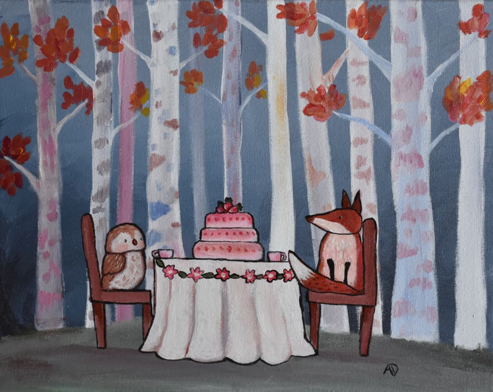 Forest Friends Cake Party by Andrea Doss — canvas wall art
