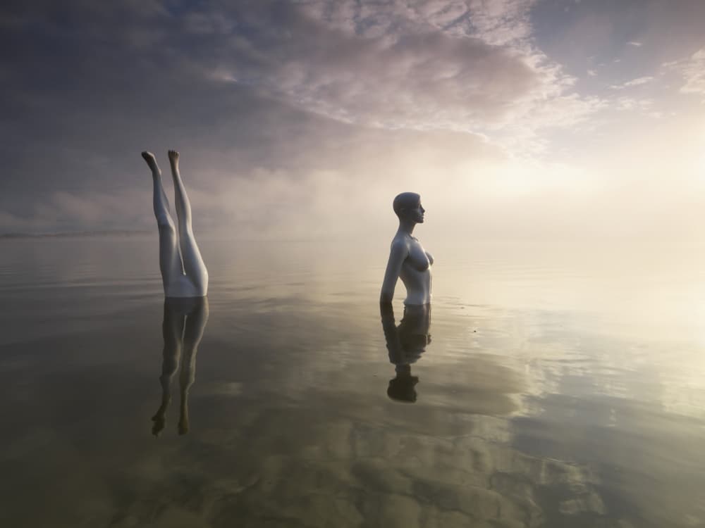 Surreal Figures in Water by Leszek Paradowski — canvas wall art