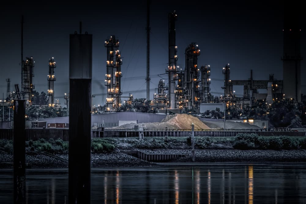 Industrial Night Reflections by Jürgen Muß — canvas wall art