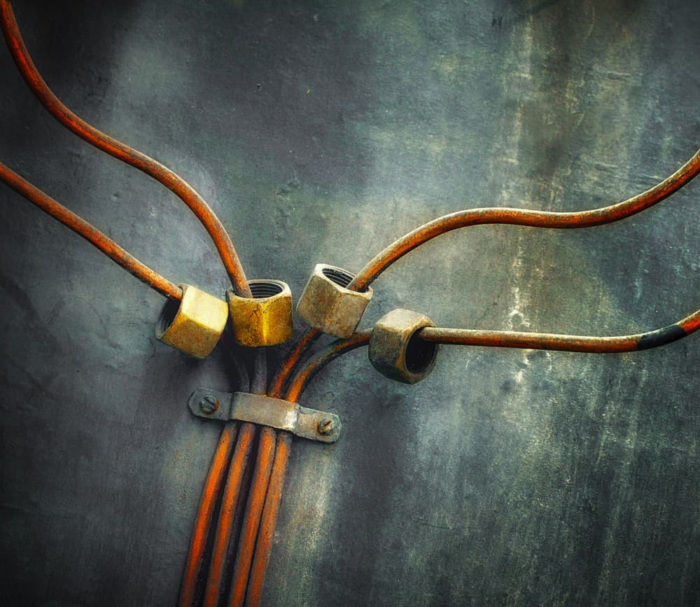 Industrial Pipe Connections by Holger Droste — canvas wall art