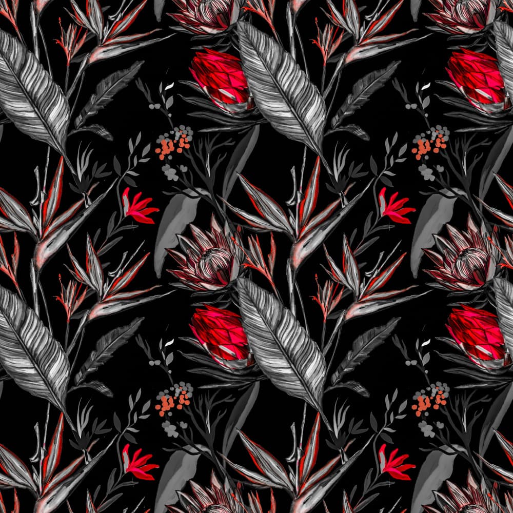 Vibrant Tropical Floral Pattern by Josie George — canvas wall art