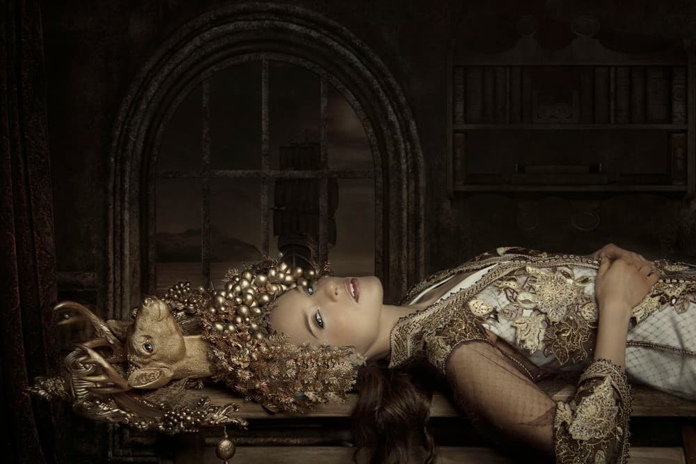 Golden Deer Slumber by Carola Kayen-Mouthaan — canvas wall art