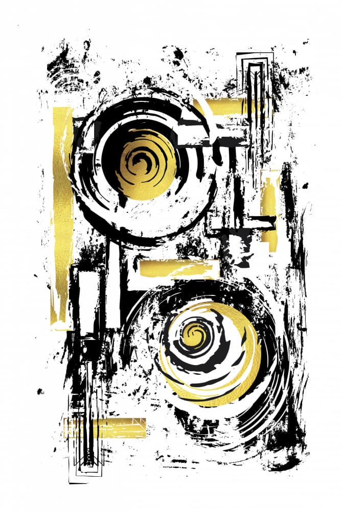 Black Gold Spirals by Melanie Viola — canvas wall art