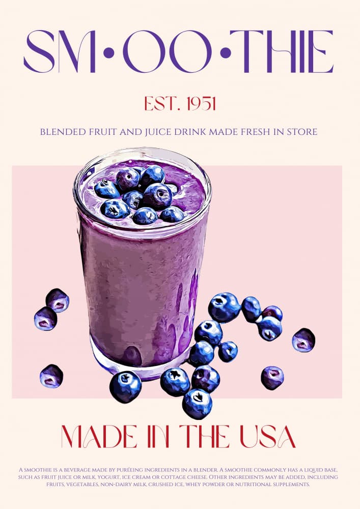 Fresh Blueberry Smoothie by Nazma Khokhar — canvas wall art