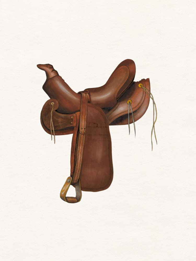 Classic Western Saddle by Wild Violets — canvas wall art
